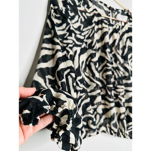 ONE TEASPOON Black White Dimensions Bubble Long Sleeve Blouse Top NWT Size XXL - Picture 6 of 10